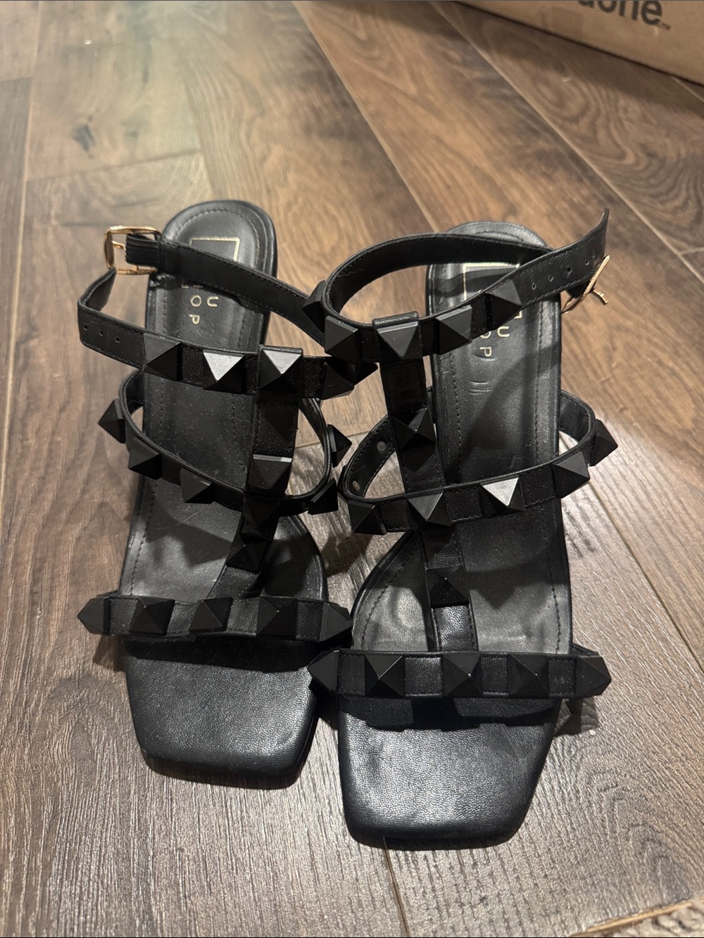 Black Studded Strappy Women's Sandals